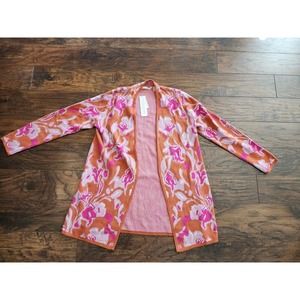 Soft Surroundings Leslie pink orange floral cardigan sweater size M NWT!!